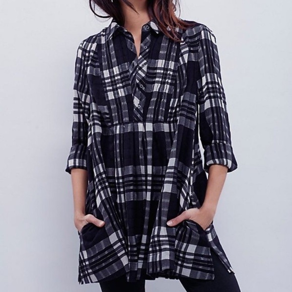 Free People Tops - Anthropologie Free People Baby Blues Plaid Top S